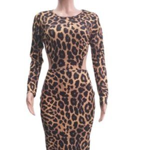 long sleeved leopard print dress